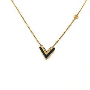 LOUIS VUITTON M63181 LV Circle Essential V Pendant Necklace in Gold and Black...